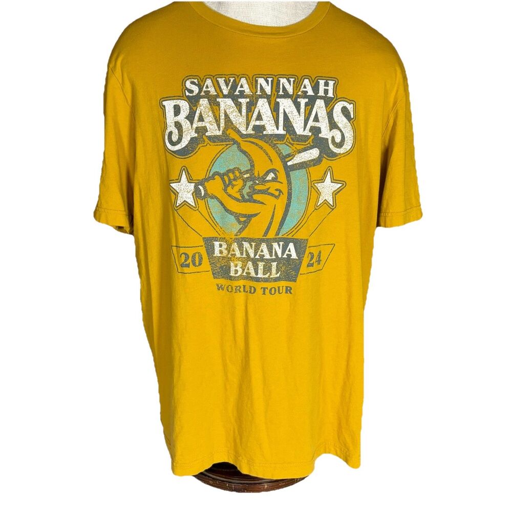 Savannah Bananas World Tour 2024 T-Shirt Yellow Size 2XL Baseball Yellow